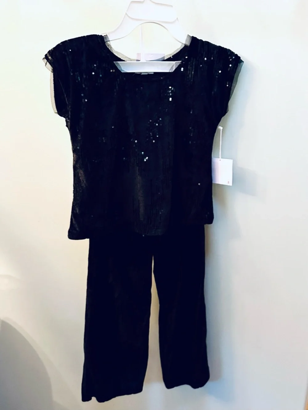 Btween Black Sequin Top, Wide-Leg Pant and Headband Set New With Tag Size 8C - Picture 2 of 8